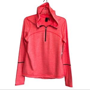 Z by Zella Quick Dry Thumb Holes 1/4 Zip Orange Running Hoodie Pullover M